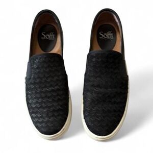 Sofft Black Woven Leather Slip On Sneakers, Women's‎ Size 9